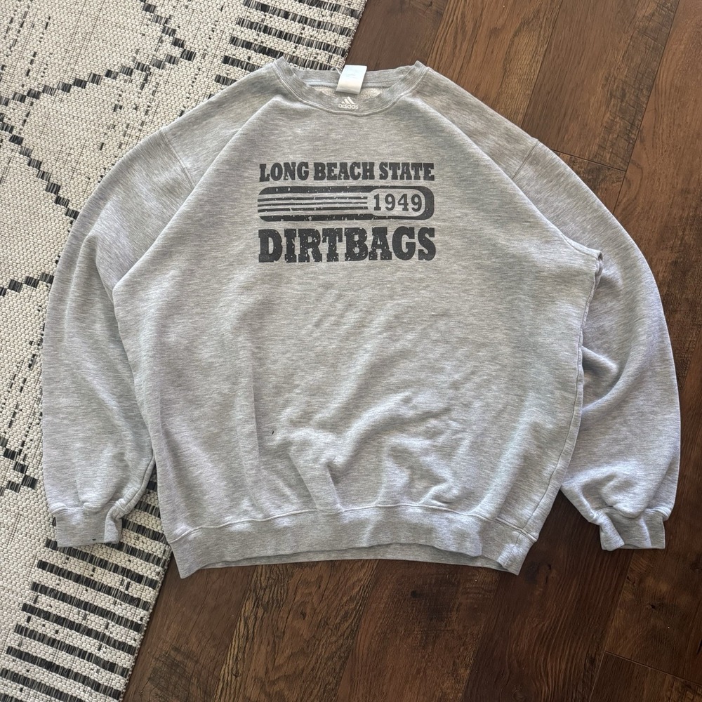 Vintage Long Beach State Dirtbags Crewneck Mens XL Adidas Pullover Baseball Y2K
